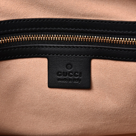 GUCCI Black Suede & Leather Ophidia Top Handle Handbag