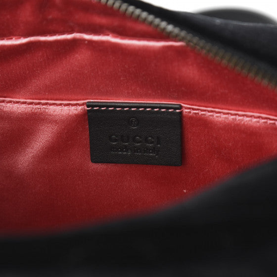 GUCCI Black Velvet & Leather Small Marmont Shoulder Bag
