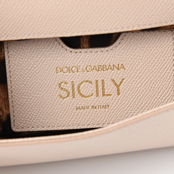 DOLCE & GABBANA Beige Leather Small Miss Sicily Satchel Handbag