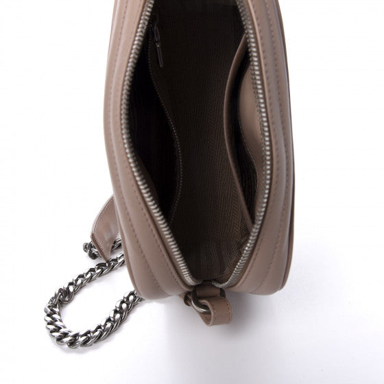 PRADA Beige Quilted Leather Diagramme Shoulder Bag