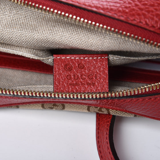 GUCCI Monogram & Red Leather Bree Crossbody Shoulder Bag