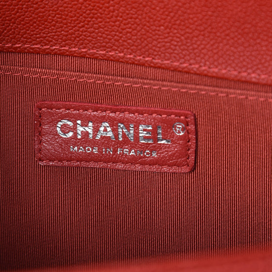 CHANEL Red Caviar Quilted Boy Flap Shoulder Bag