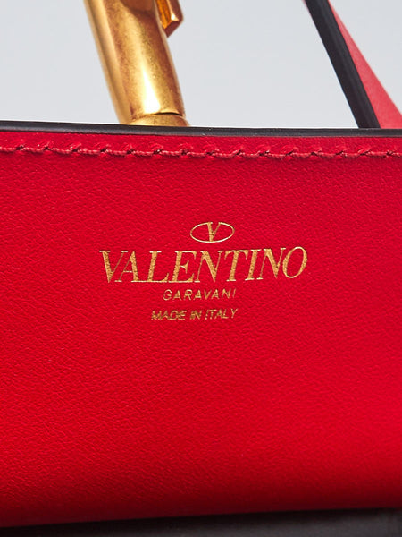 VALENTINO Red Python Leather Tote Bag