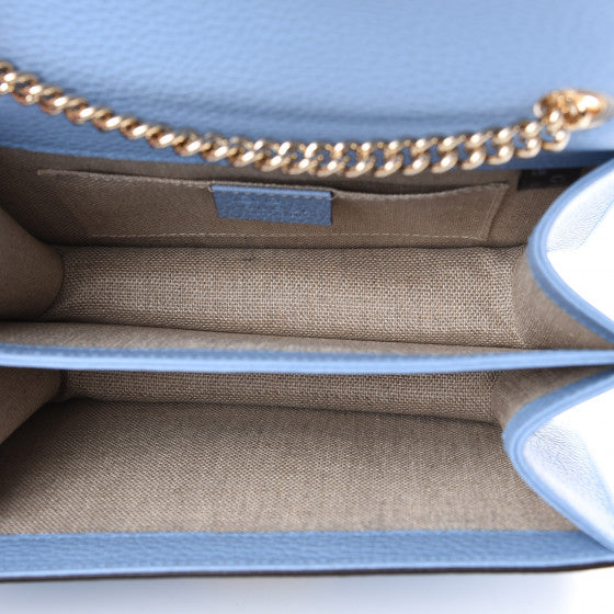 GUCCI Light Blue Leather Interlocking G Shoulder Bag