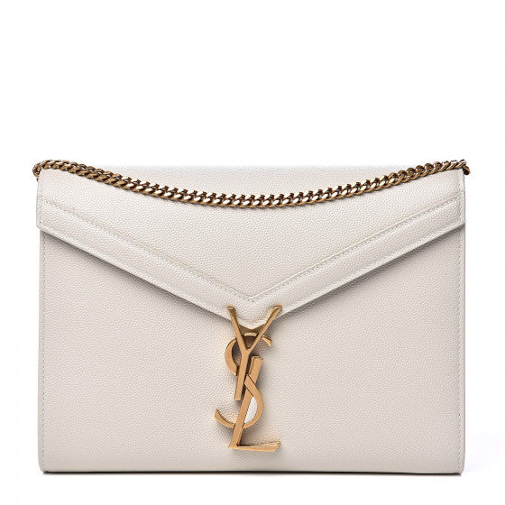 YVES SAINT LAURENT White Leather Chain Wallet Crossbody Bag