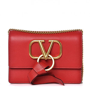 VALENTINO Red Leather VRing Crossbody Bag