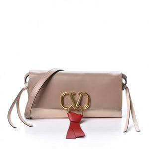 VALENTINO Brown Leather VRing Shoulder Bag