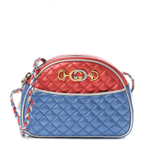 GUCCI Red & Blue Quilted Leather Shoulder Bag