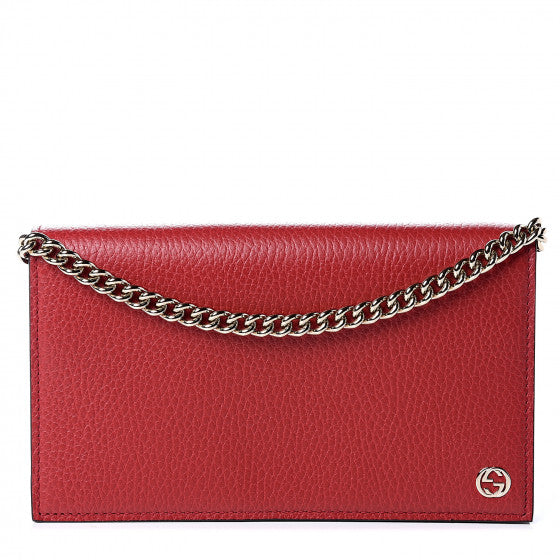 GUCCI Red Leather Betty Wallet Crossbody Bag