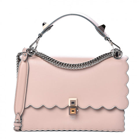 FENDI Pink Leather Studded Kan I Shoulder Bag