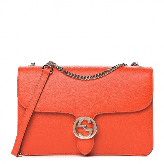 GUCCI Orange Leather Interlocking G Shoulder Bag