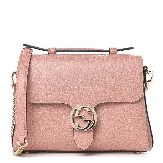 GUCCI Pink Leather Interlocking G Top Handle Shoulder Bag