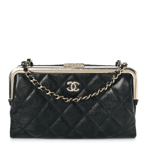 CHANEL Black Leather Crossbody Clutch Bag