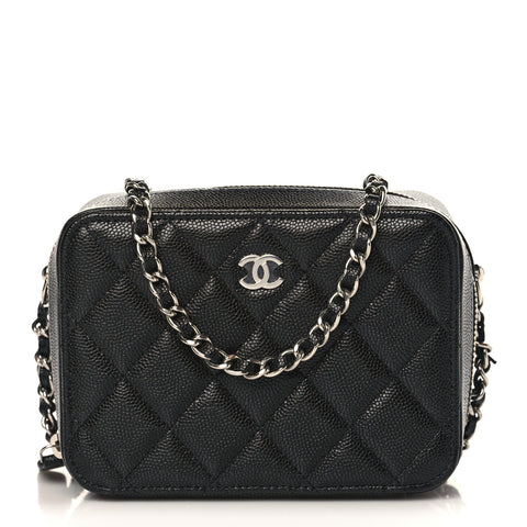 CHANEL Black Caviar Leather Crossbody Bag