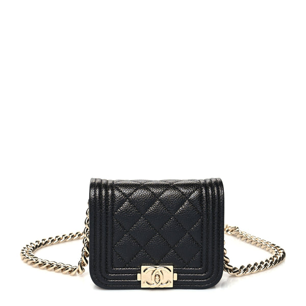 CHANEL Black Caviar Leather Small Belt Bag