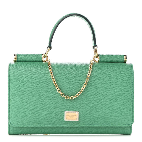 DOLCE & GABBANA Green Leather Crossbody Bag