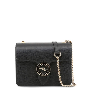 GUCCI Black Leather Icon Crossbody Bag