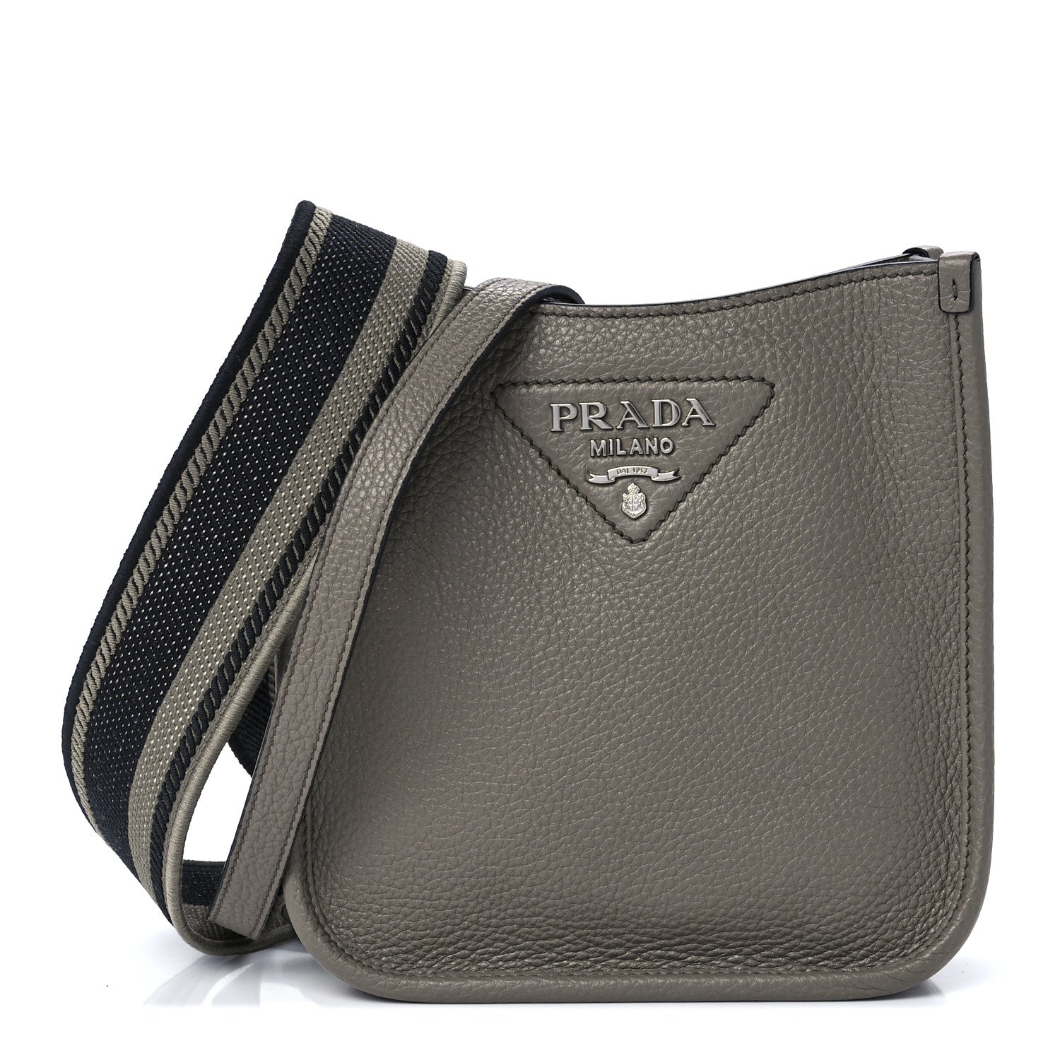 PRADA Gray Leather Shoulder Bag