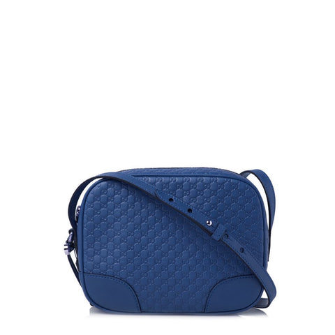 GUCCI Blue Guccissima Leather Crossbody Bag