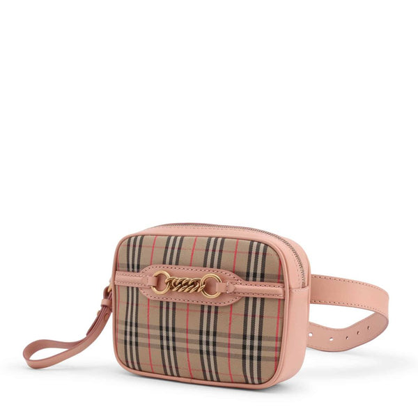 BURBERRY Pink Leather & Check Pattern Belt Bag