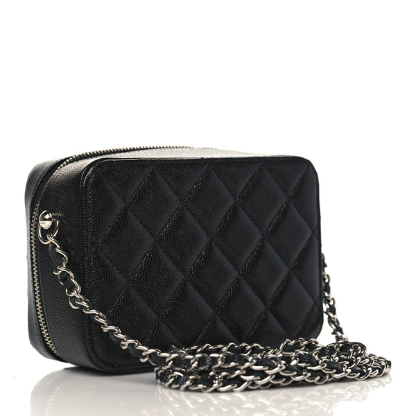 CHANEL Black Quilted Leather Crossbody Bag