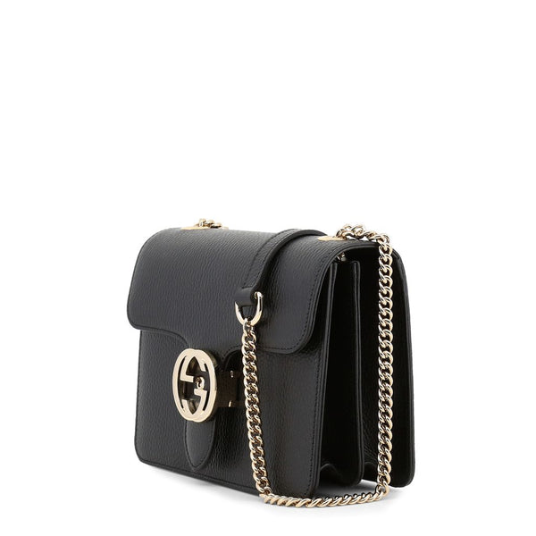 GUCCI Black Leather Icon Crossbody Bag