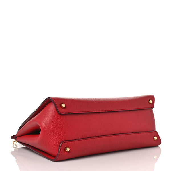 DOLCE & GABBANA Red Leather Satchel Shoulder Bag
